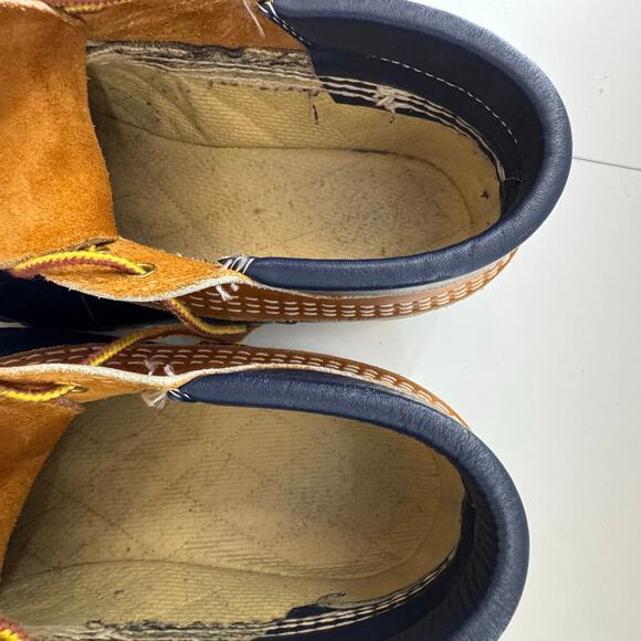 VTG. LL BEAN Women’s Sz 10/Men’s Size 8 Rubber Gum Shoes Made USA Brown Blue - Picture 8 of 11